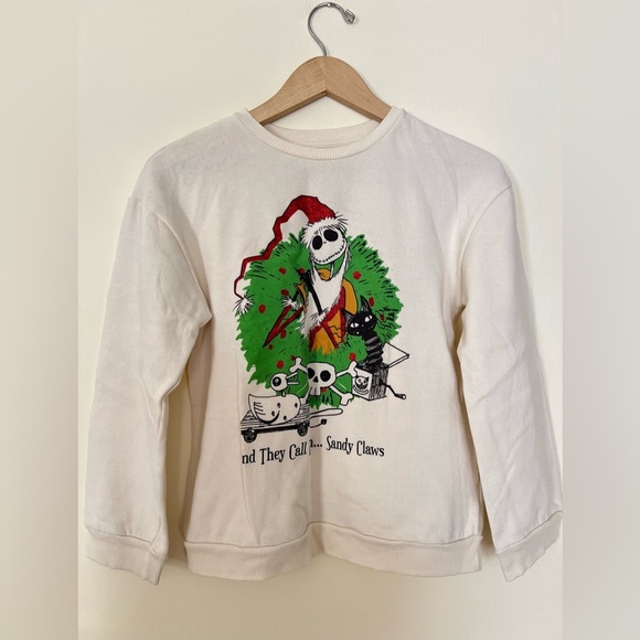 2/$25‎ DISNEY Womens Ugly Sweater XL Cream Pull-On Fleece Nightmare Christmas - Picture 1 of 16